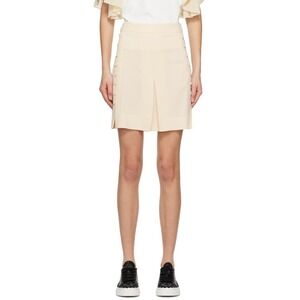 SEE BY CHLOE NWT Light Ivory Crepe Button Inverted Box Pleat Mini Skirt 34